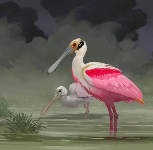 Roseette Spoonbill painting